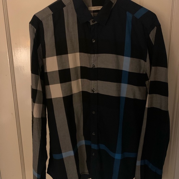 Burberry Brit Navy Blue Nova Check Shirt Mens L - Picture 6 of 8